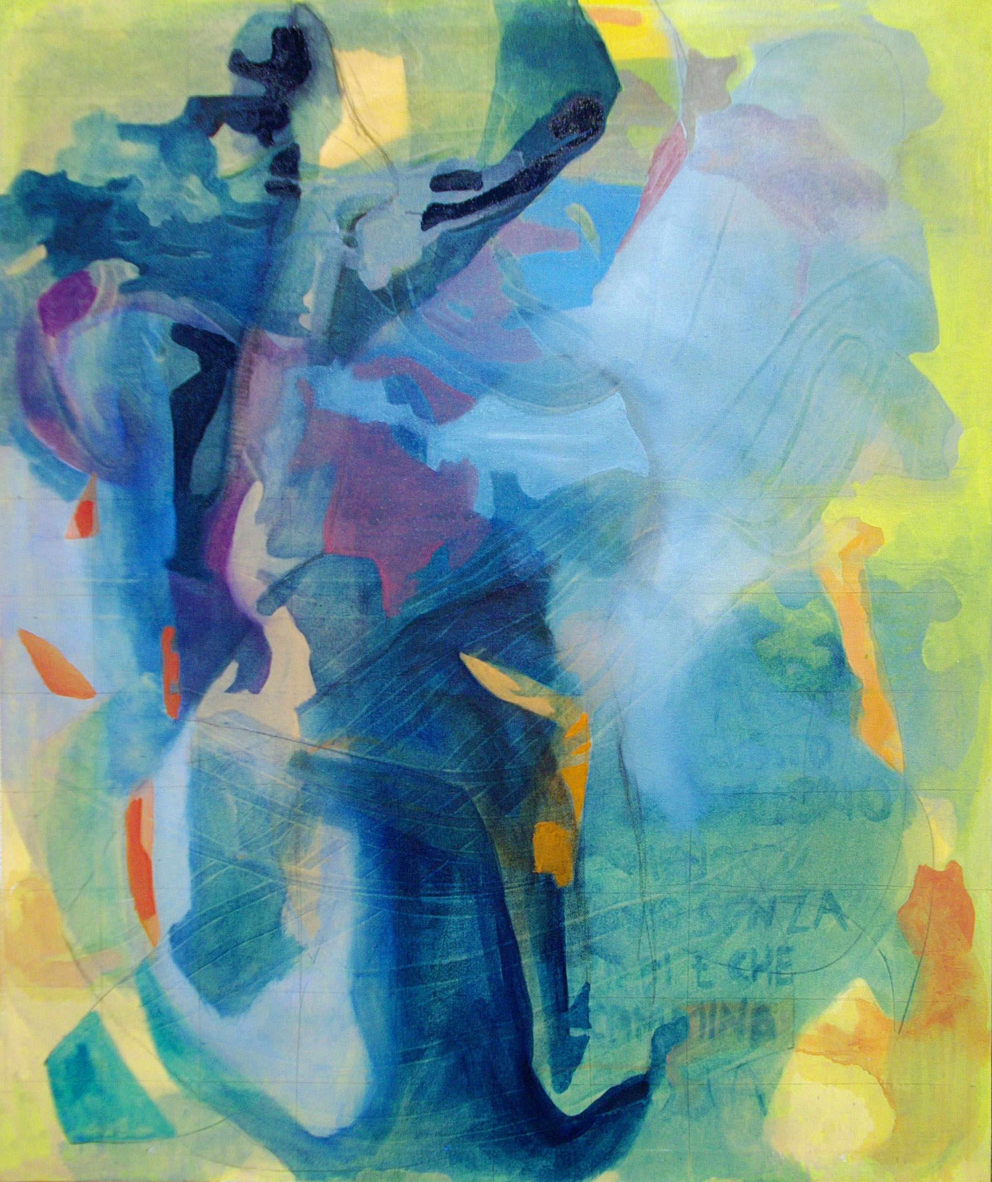 Valentina Rimauro, Dispersione corpi e colore, 2010, tecnica mista, 100x120 cm